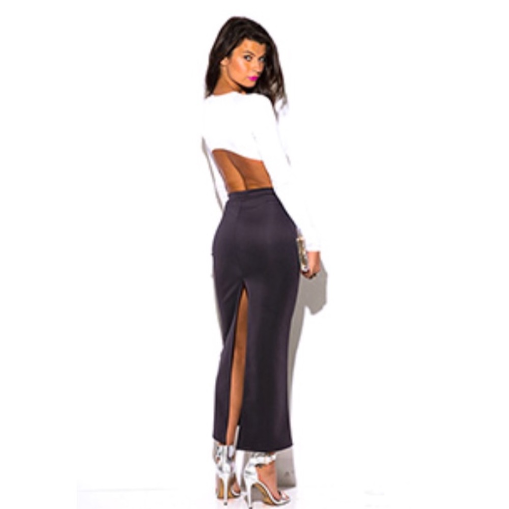 NEW High Waisted Slit Maxi Skirt